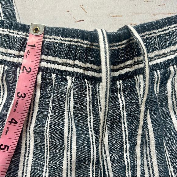 Old Navy High Waisted Linen Blend Wide Leg Pants Striped Blue White Size M - Picture 16 of 17